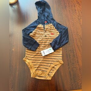 Carters onesie long sleeve body suit with brown and navy stripes, nwt hoodie